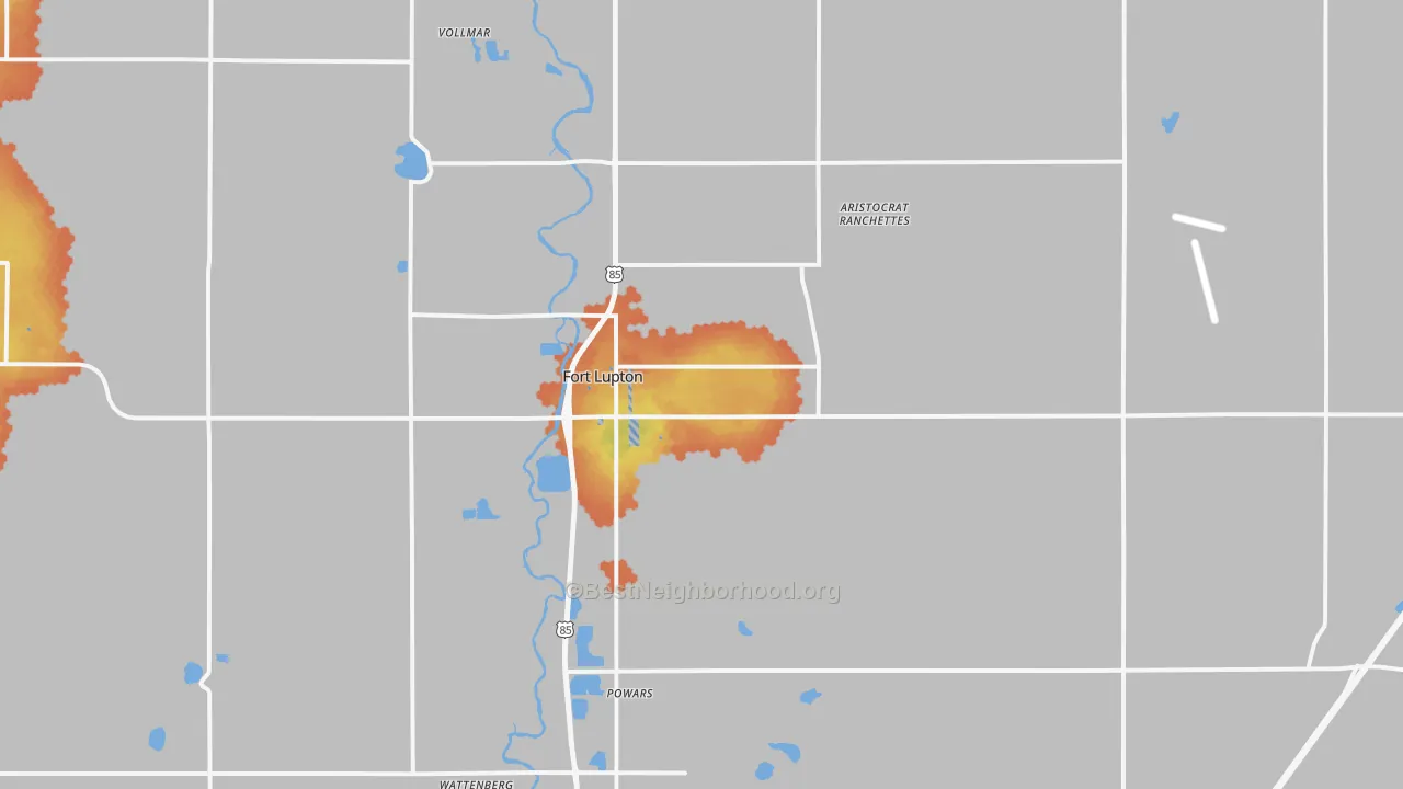 Bike Grade map of Fort Lupton, CO