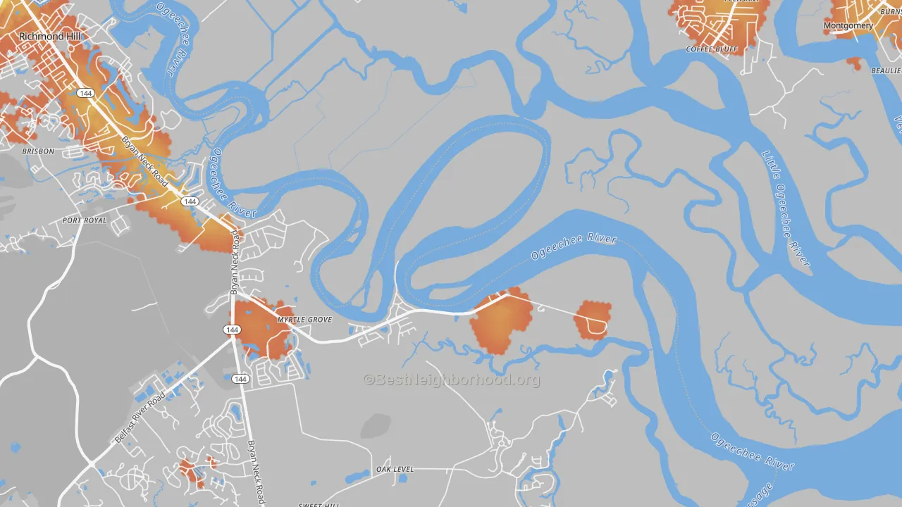 Bike Grade map of Fort McAllister, GA