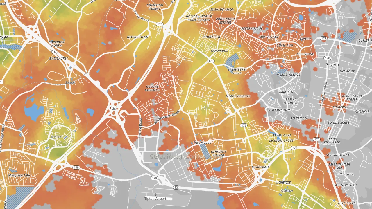 Bike Grade map of Fort Meade, MD