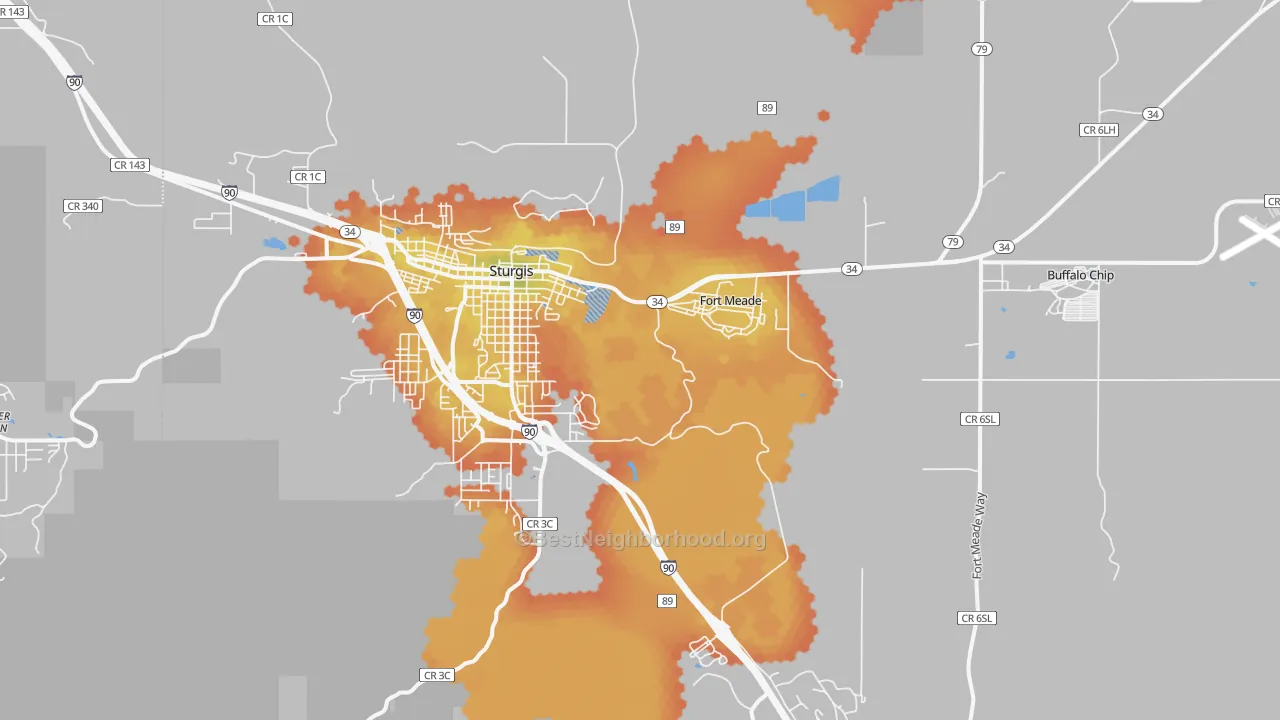 Bike Grade map of Fort Meade, SD