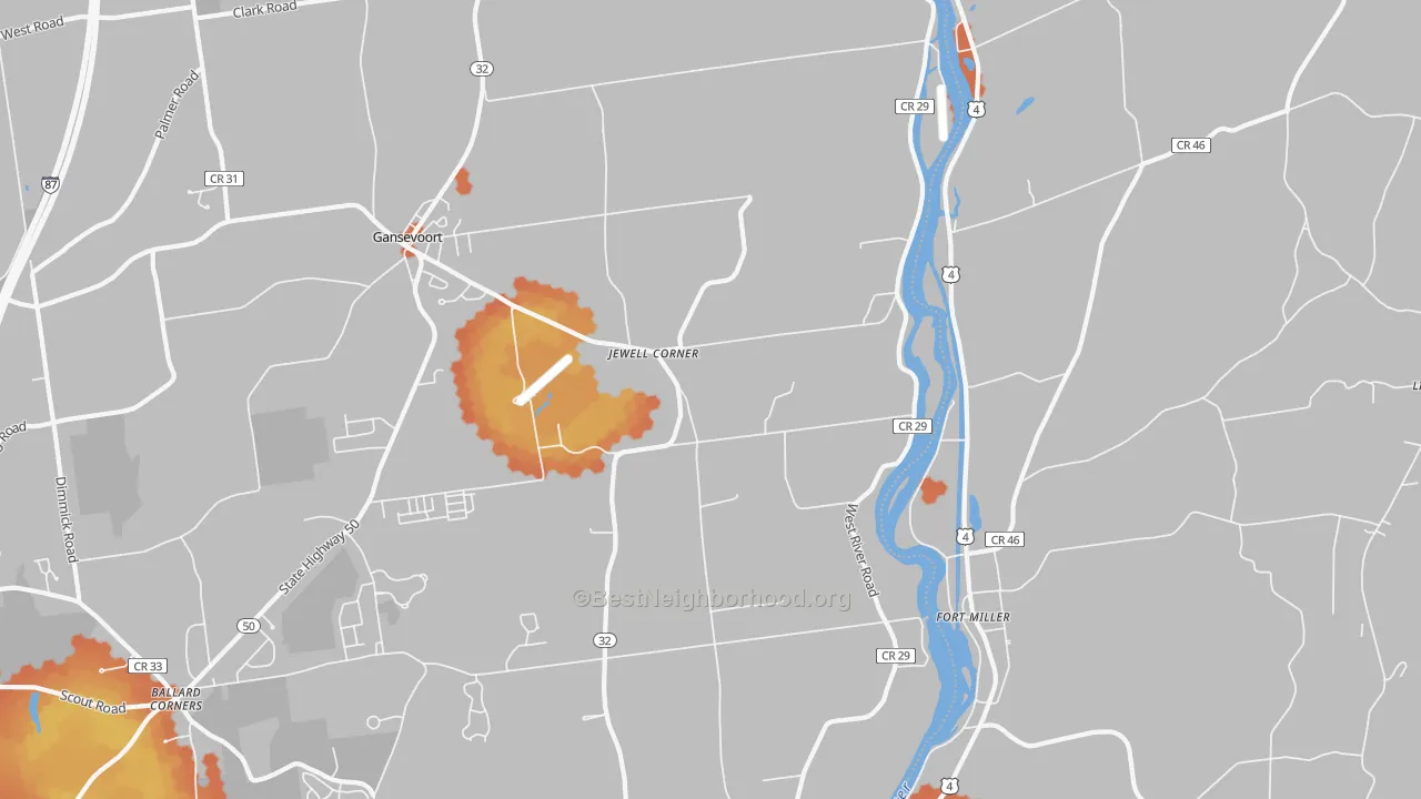 Bike Grade map of Fort Miller, NY