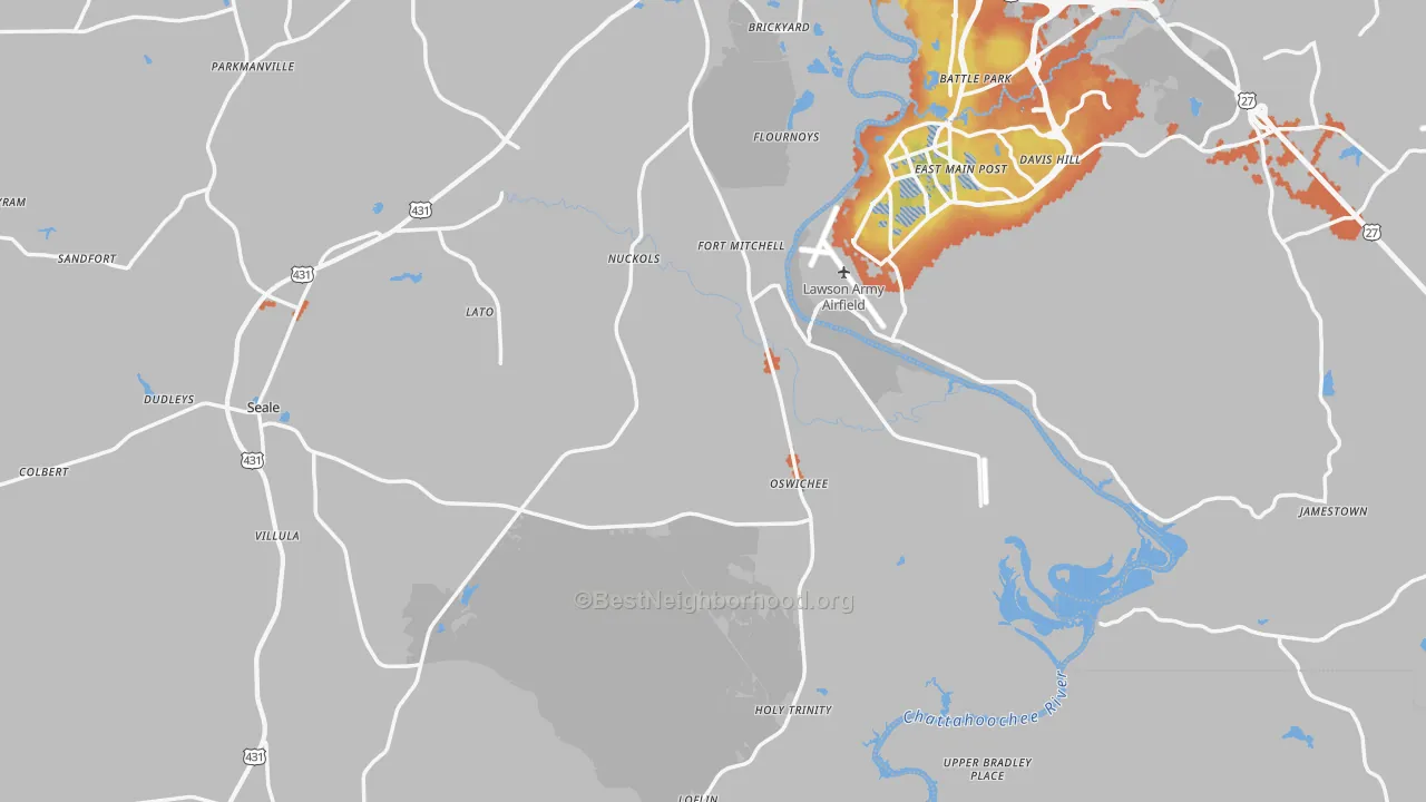 Bike Grade map of Fort Mitchell, AL