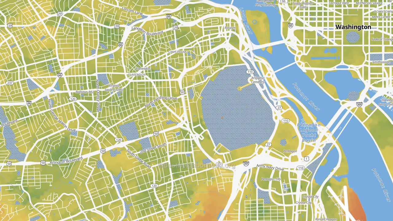 Bike Grade map of Fort Myer, VA