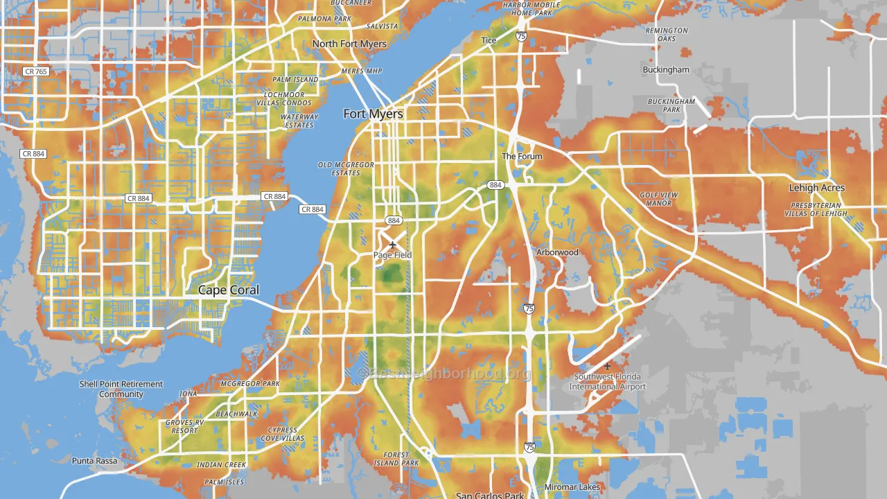 Bike Grade map of Fort Myers, FL