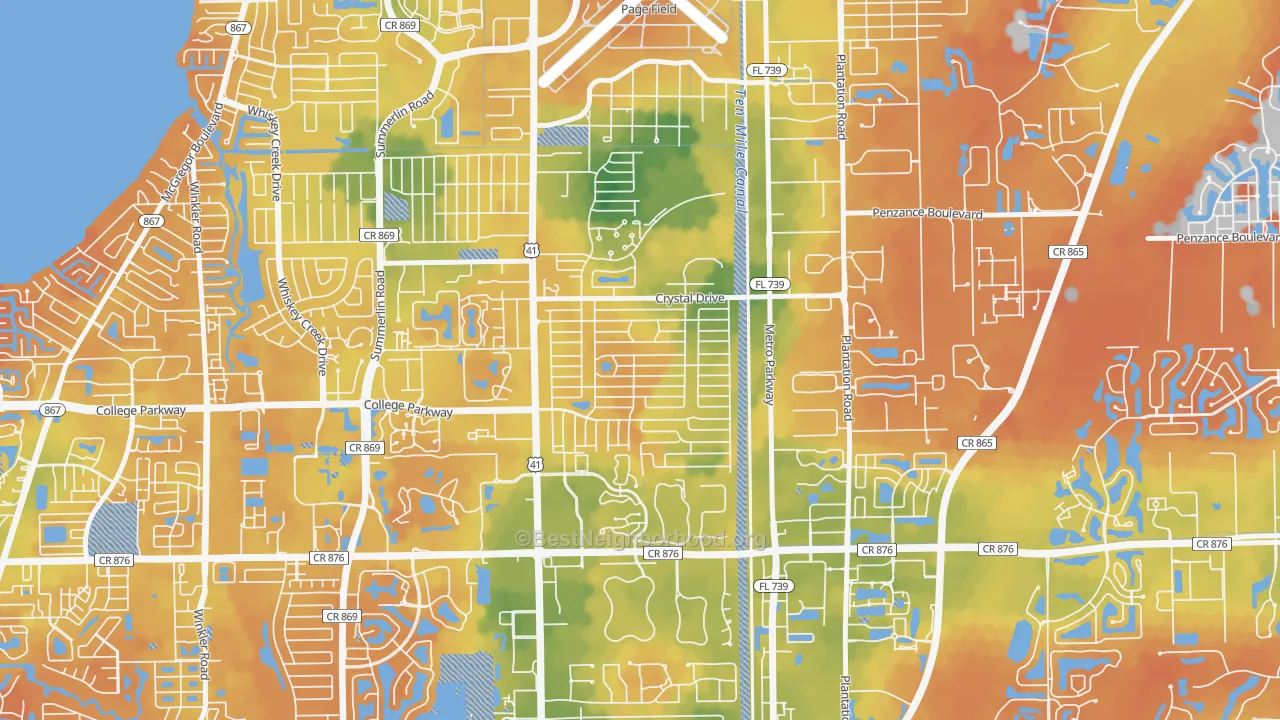 Bike Grade map of Fort Myers Villas, Villas, FL