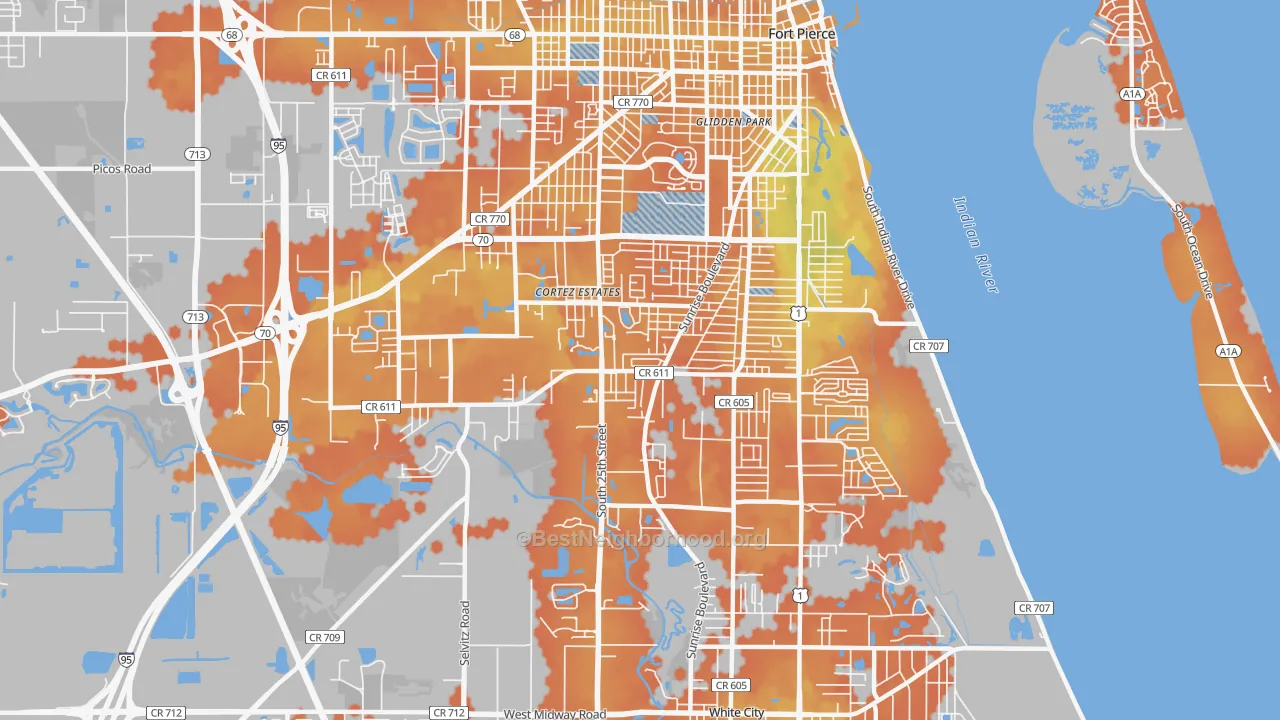 Bike Grade map of Fort Pierce South, FL