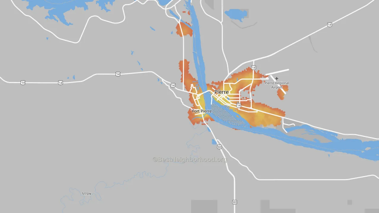 Bike Grade map of Fort Pierre, SD