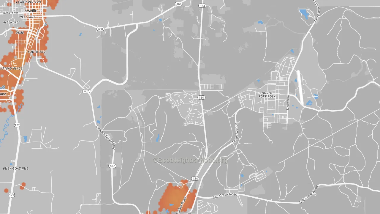 Bike Grade map of Fort Polk North, LA