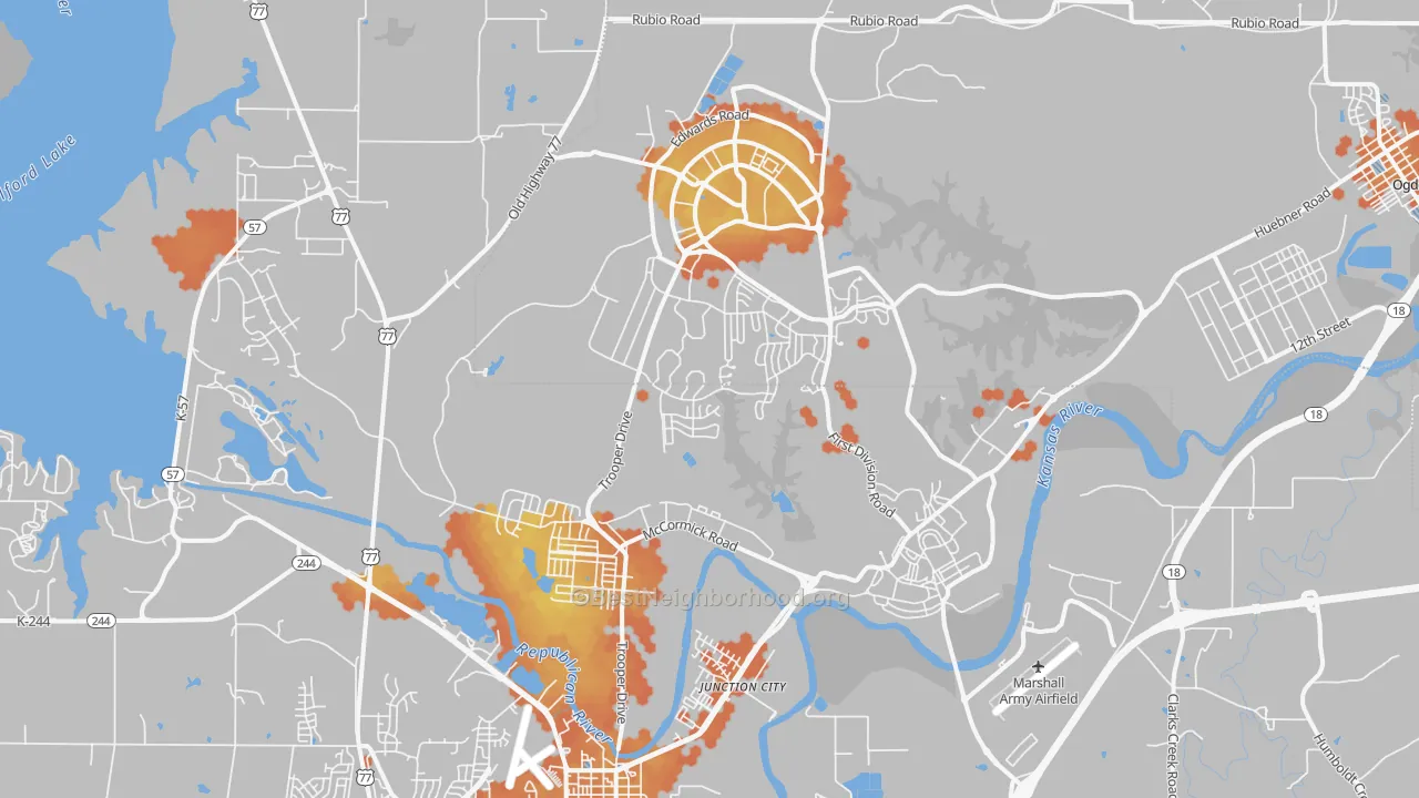 Bike Grade map of Fort Riley, KS