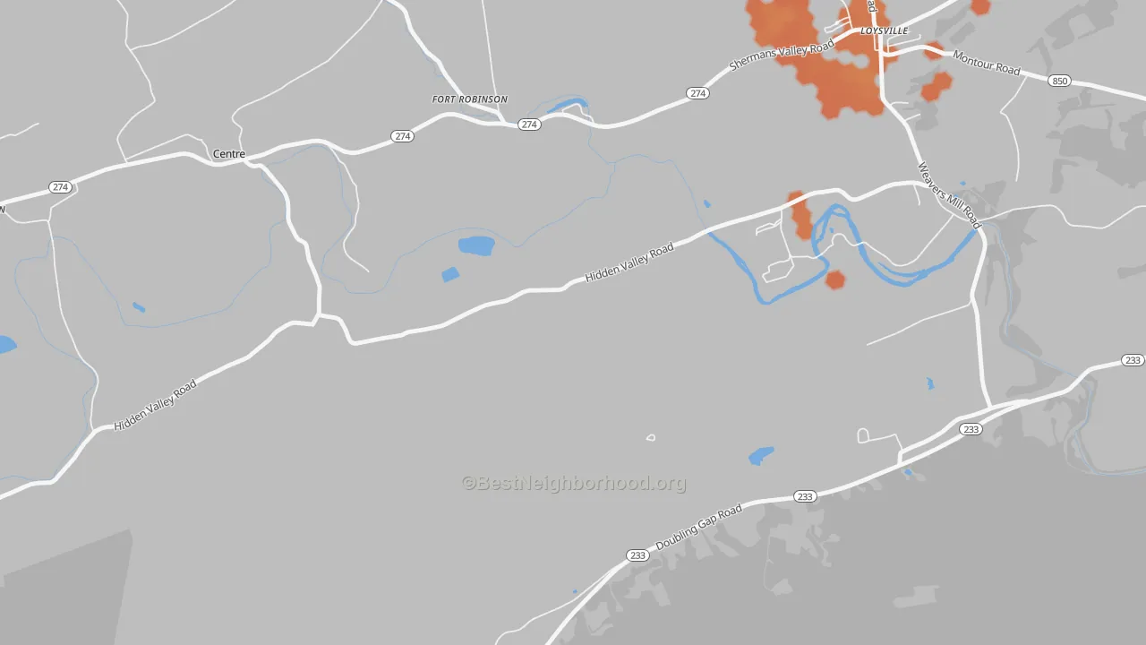 Bike Grade map of Fort Robertson, PA