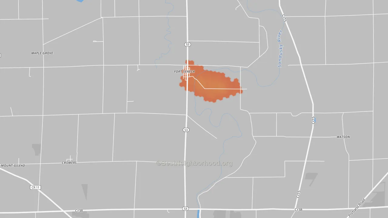 Bike Grade map of Fort Seneca, OH