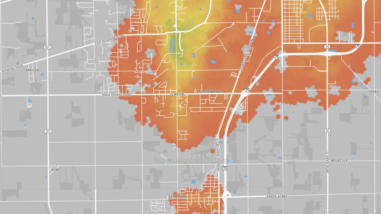 Bike Grade map of Fort Shawnee, OH