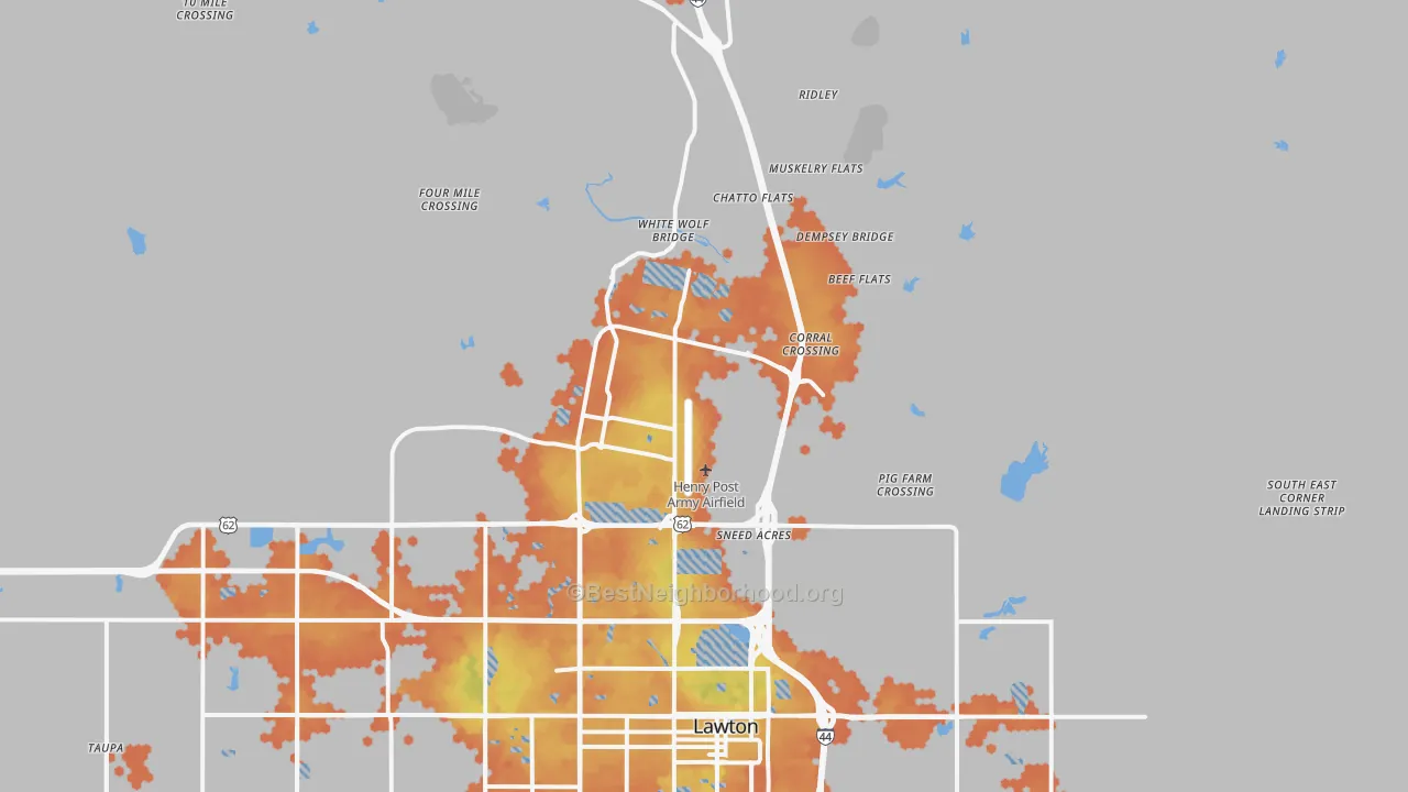 Bike Grade map of Fort Sill, OK
