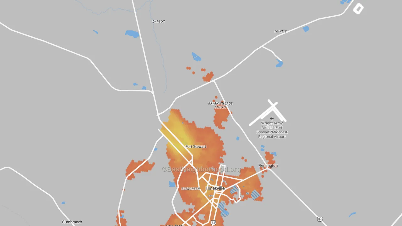 Bike Grade map of Fort Stewart, GA