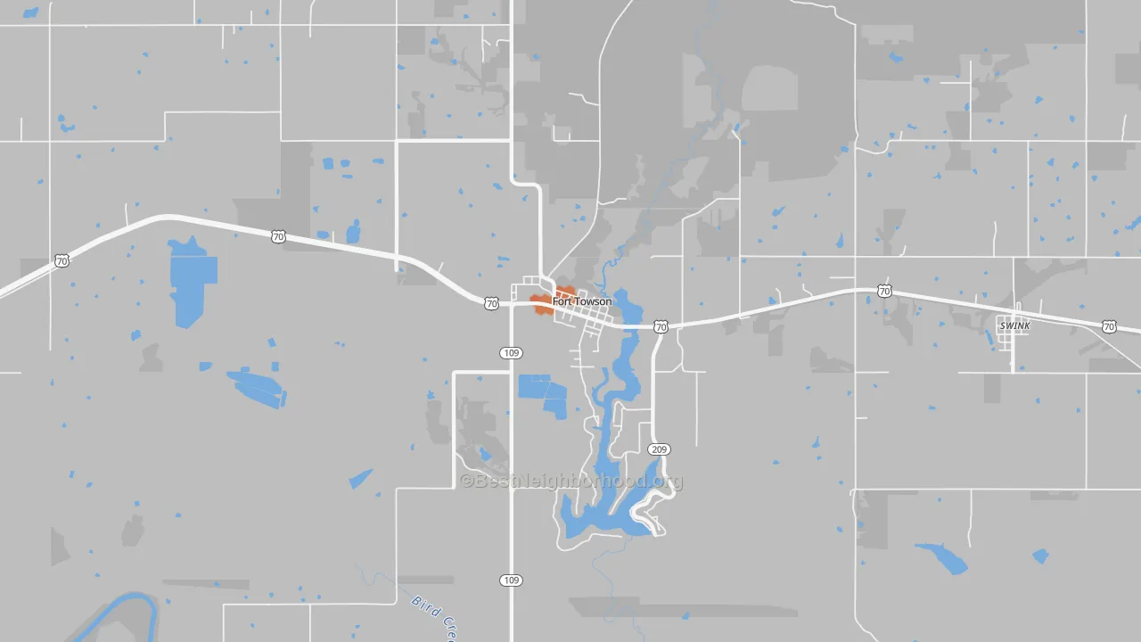 Bike Grade map of Fort Towson, OK