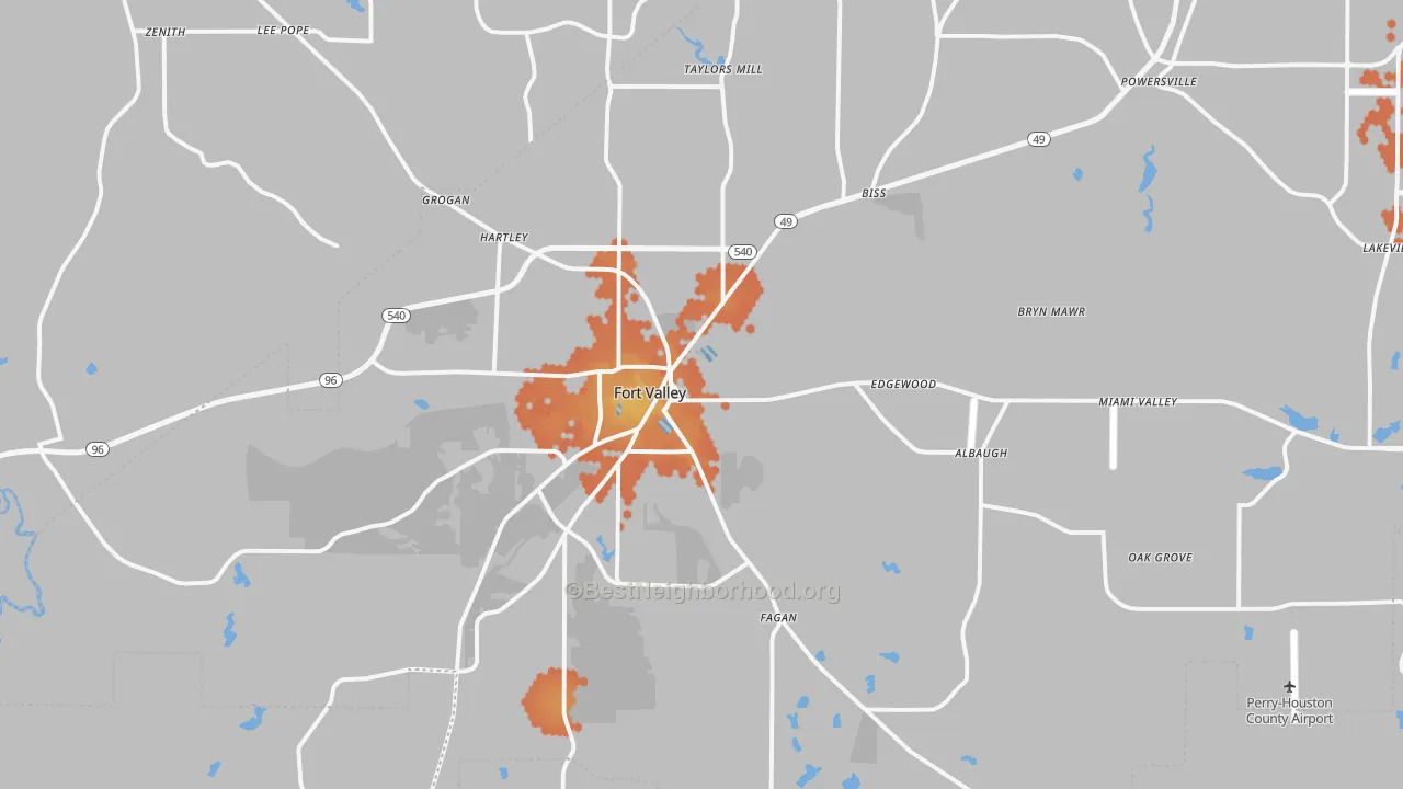 Bike Grade map of Fort Valley, GA