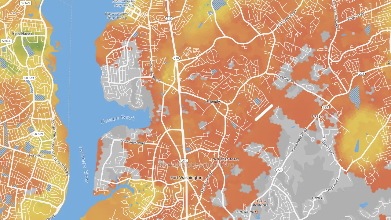 Bike Grade map of Fort Washington, MD