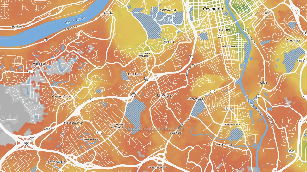 Bike Grade map of Fort Wright, KY
