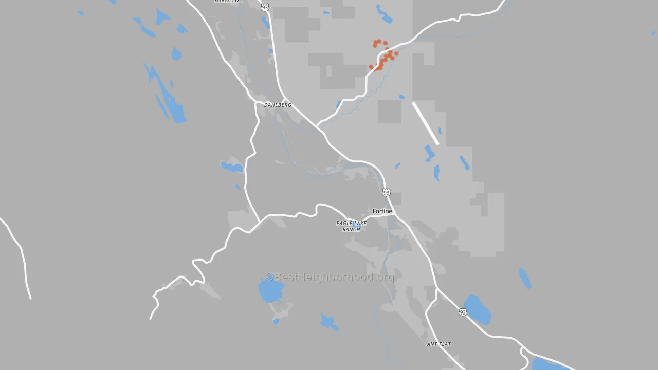 Bike Grade map of Fortine, MT