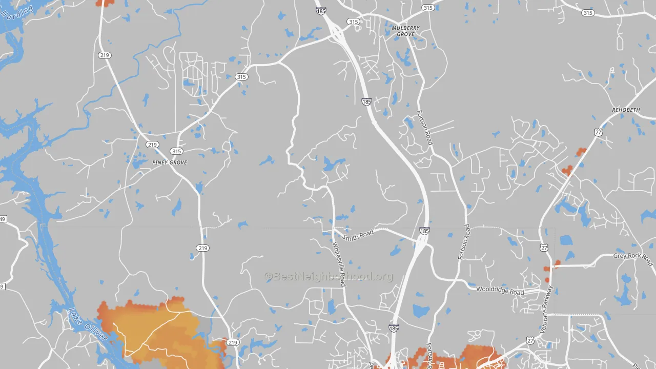 Bike Grade map of Fortson, GA