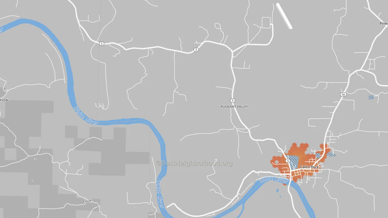Bike Grade map of Forty Four, AR