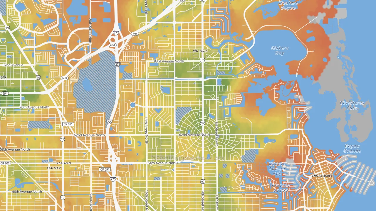 Bike Grade map of Fossil Park, St. Petersburg, FL