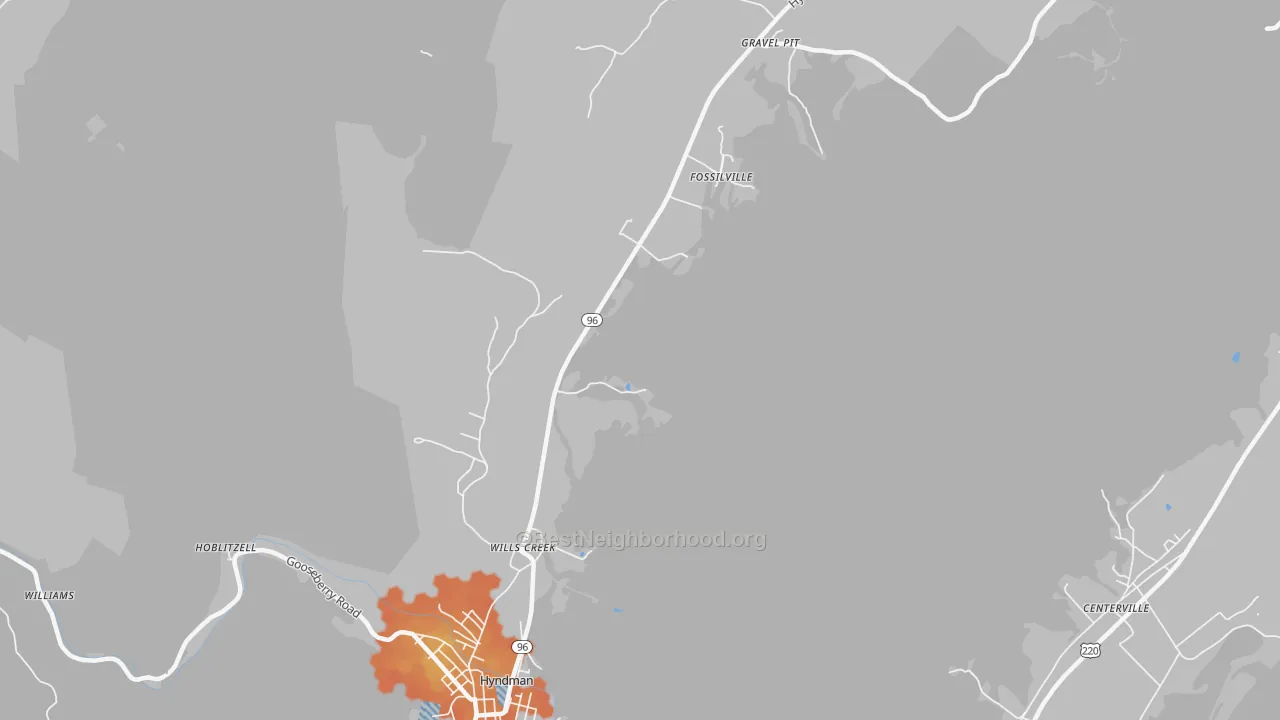 Bike Grade map of Fossilville, PA