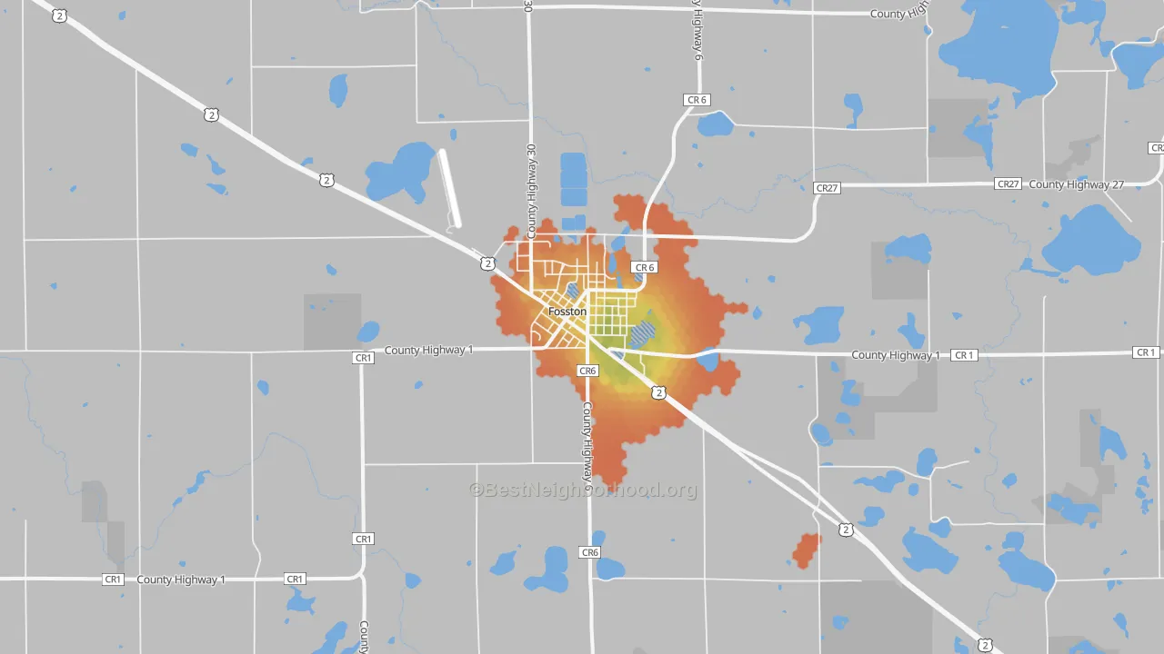 Bike Grade map of Fosston, MN