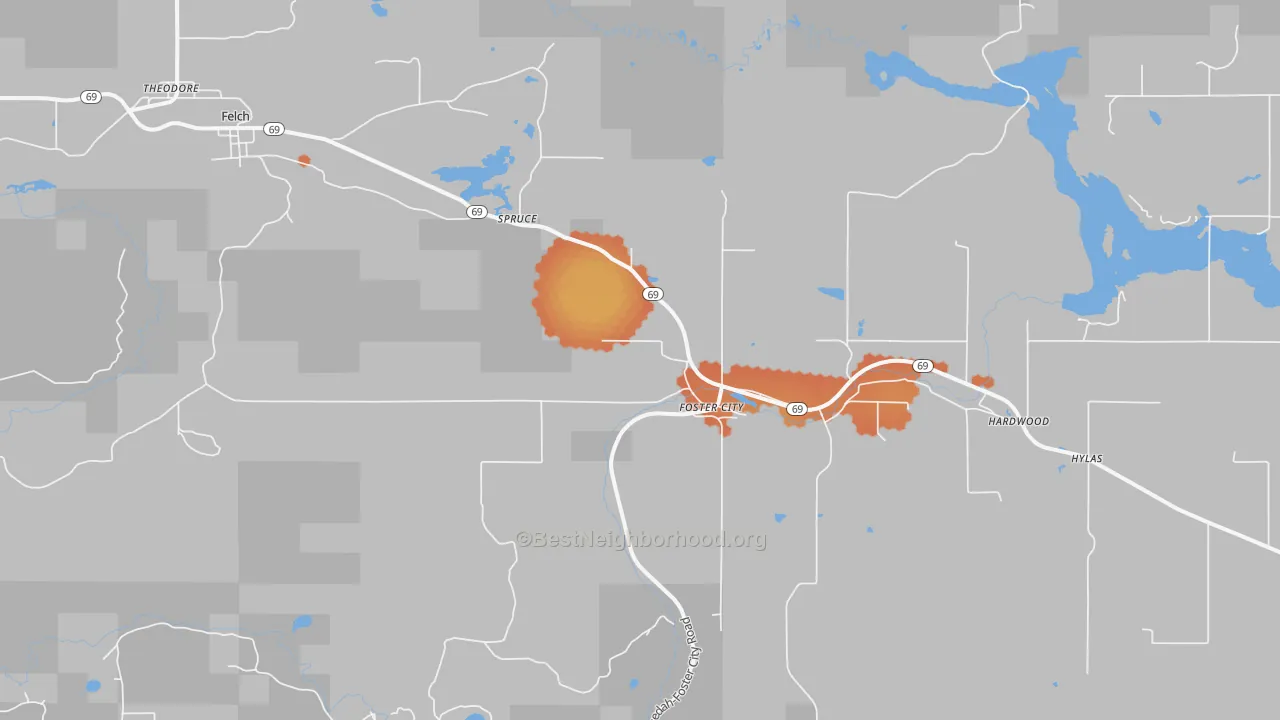 Bike Grade map of Foster City, MI