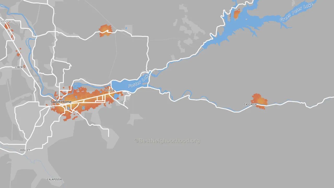 Bike Grade map of Foster, OR