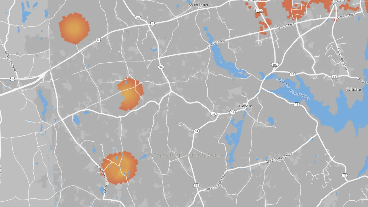 Bike Grade map of Foster, RI