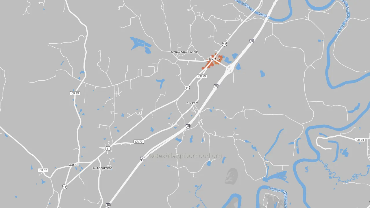 Bike Grade map of Fosters, AL
