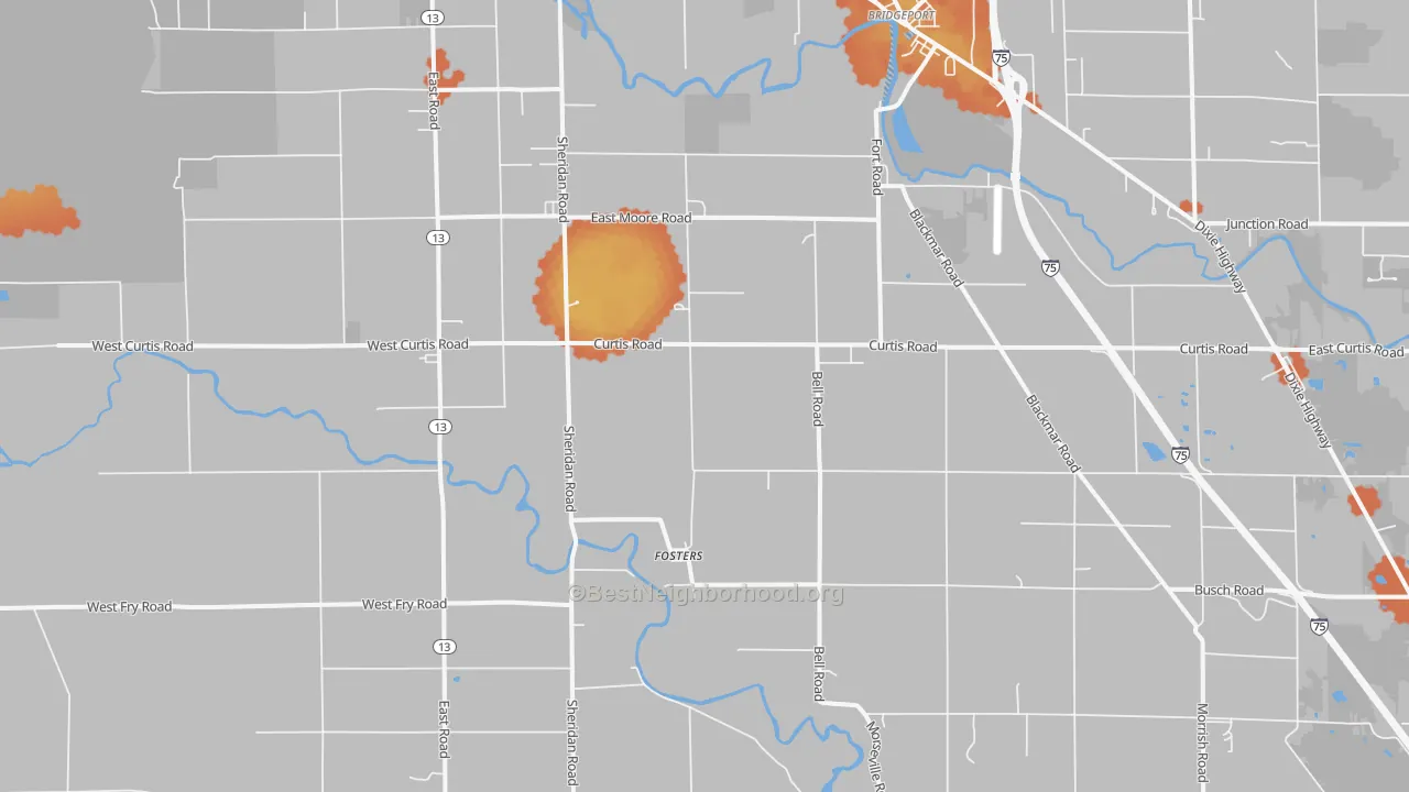 Bike Grade map of Fosters, MI