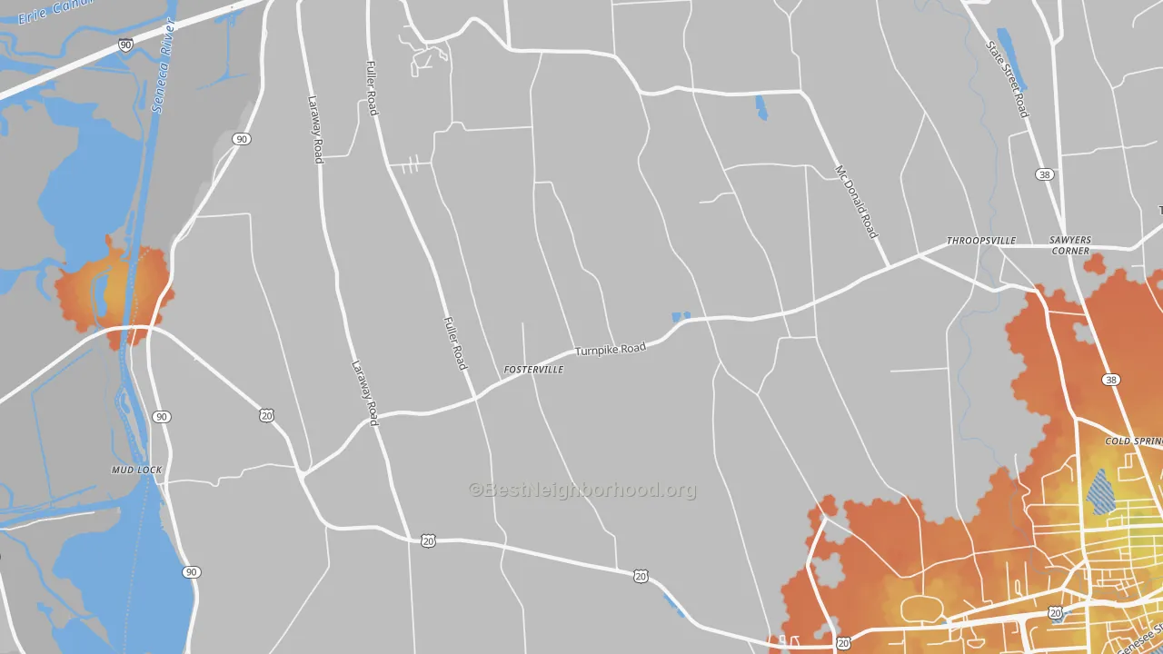Bike Grade map of Fosterville, NY