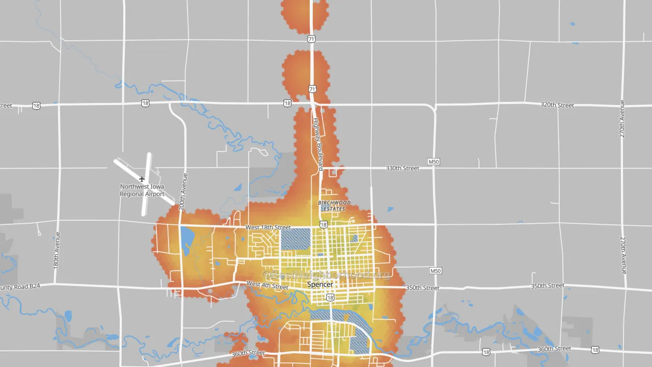 Bike Grade map of Fostoria, IA
