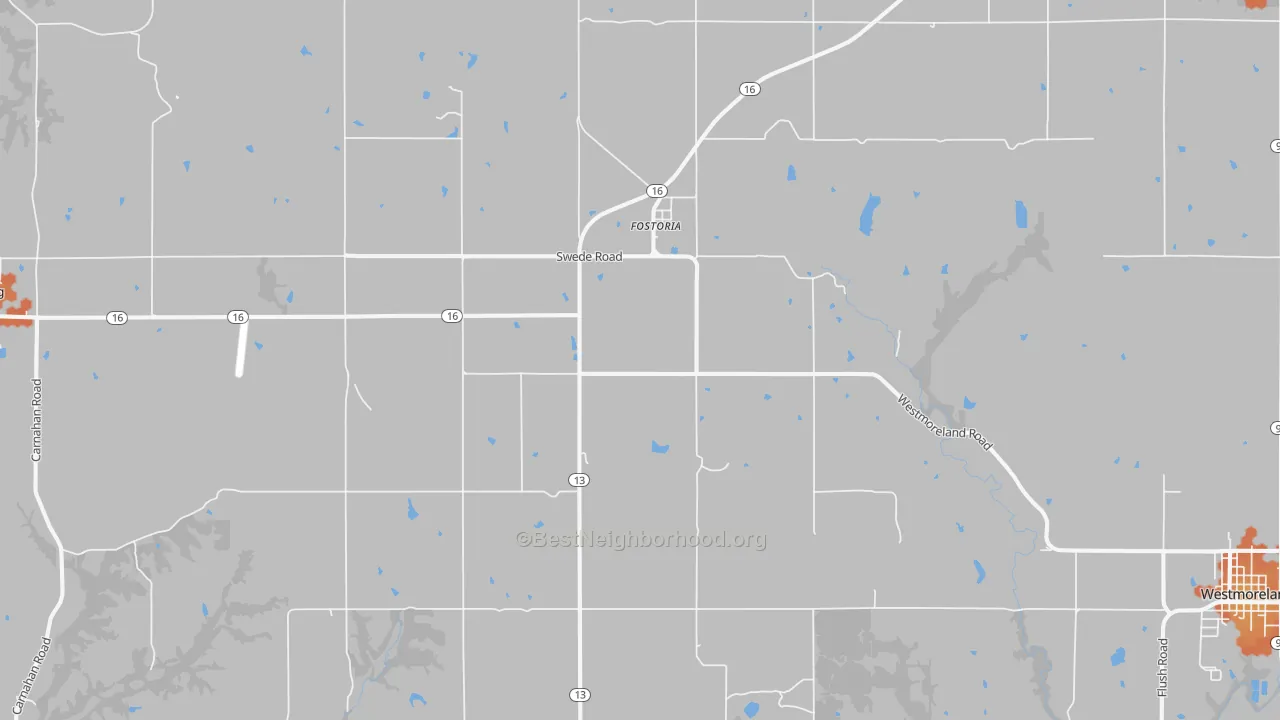 Bike Grade map of Fostoria, KS
