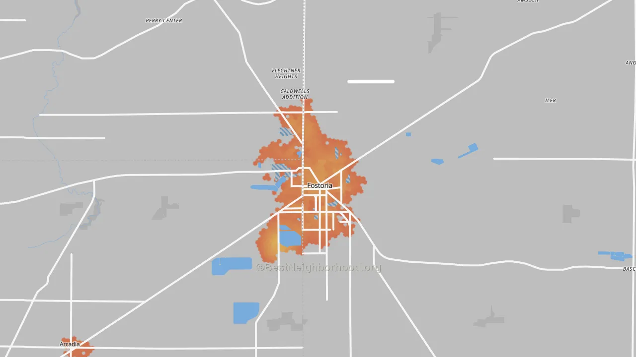 Bike Grade map of Fostoria, OH