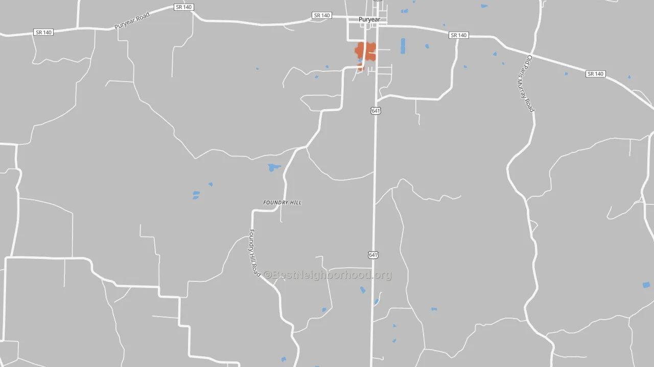 Bike Grade map of Foundry Hill, TN