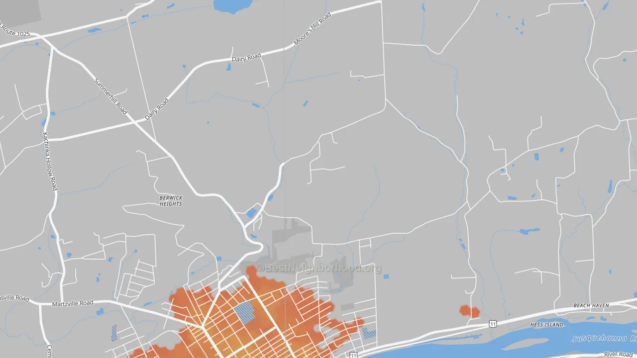 Bike Grade map of Foundryville, PA