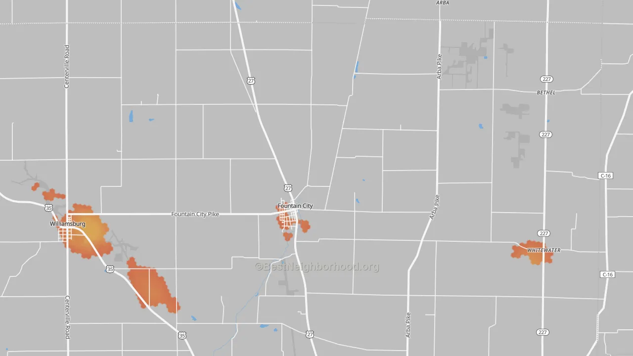 Bike Grade map of Fountain City, IN