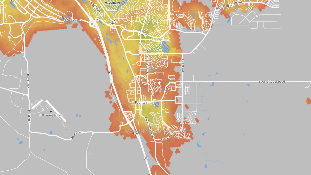 Bike Grade map of Fountain, CO