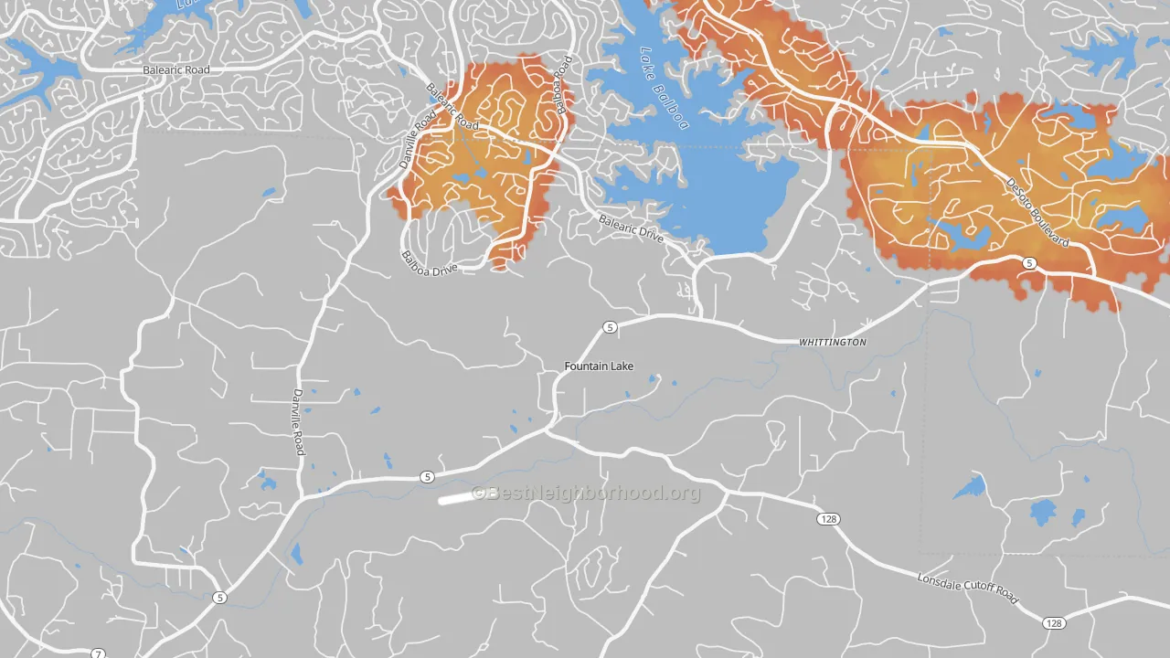 Bike Grade map of Fountain Lake, AR