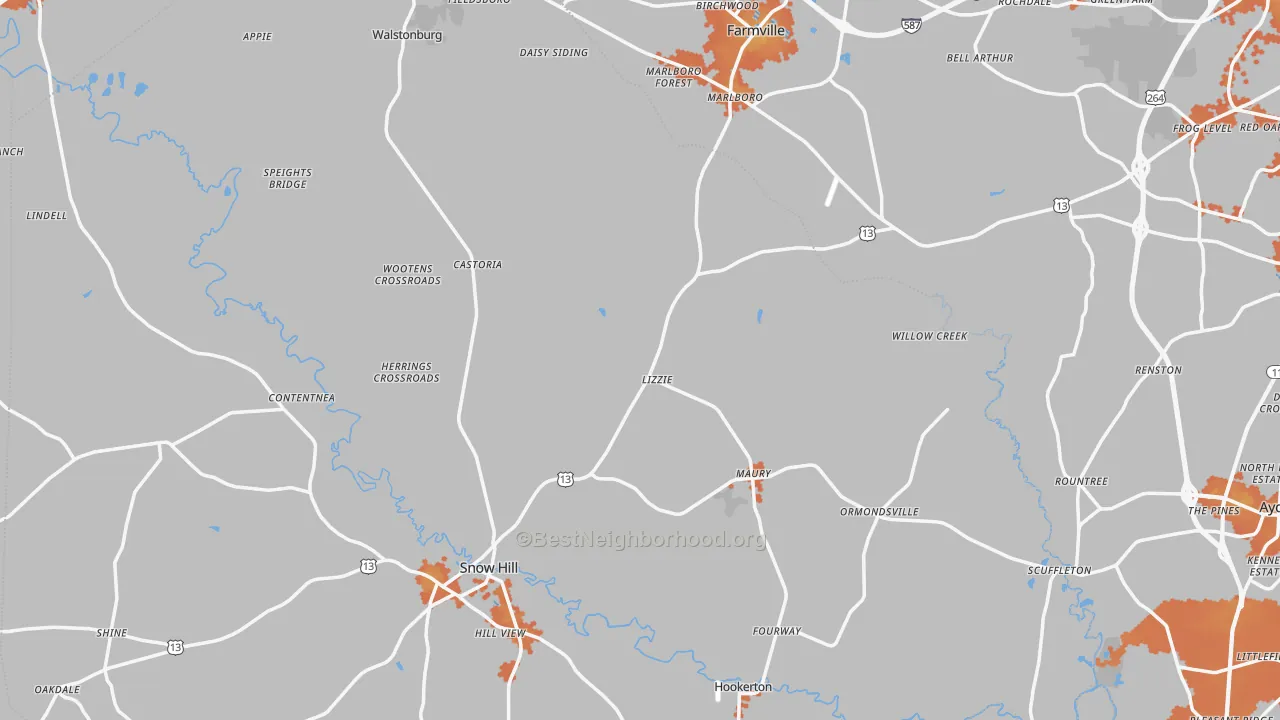 Bike Grade map of Fountain, NC