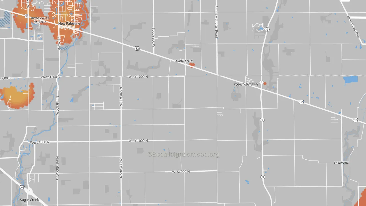Bike Grade map of Fountaintown, IN