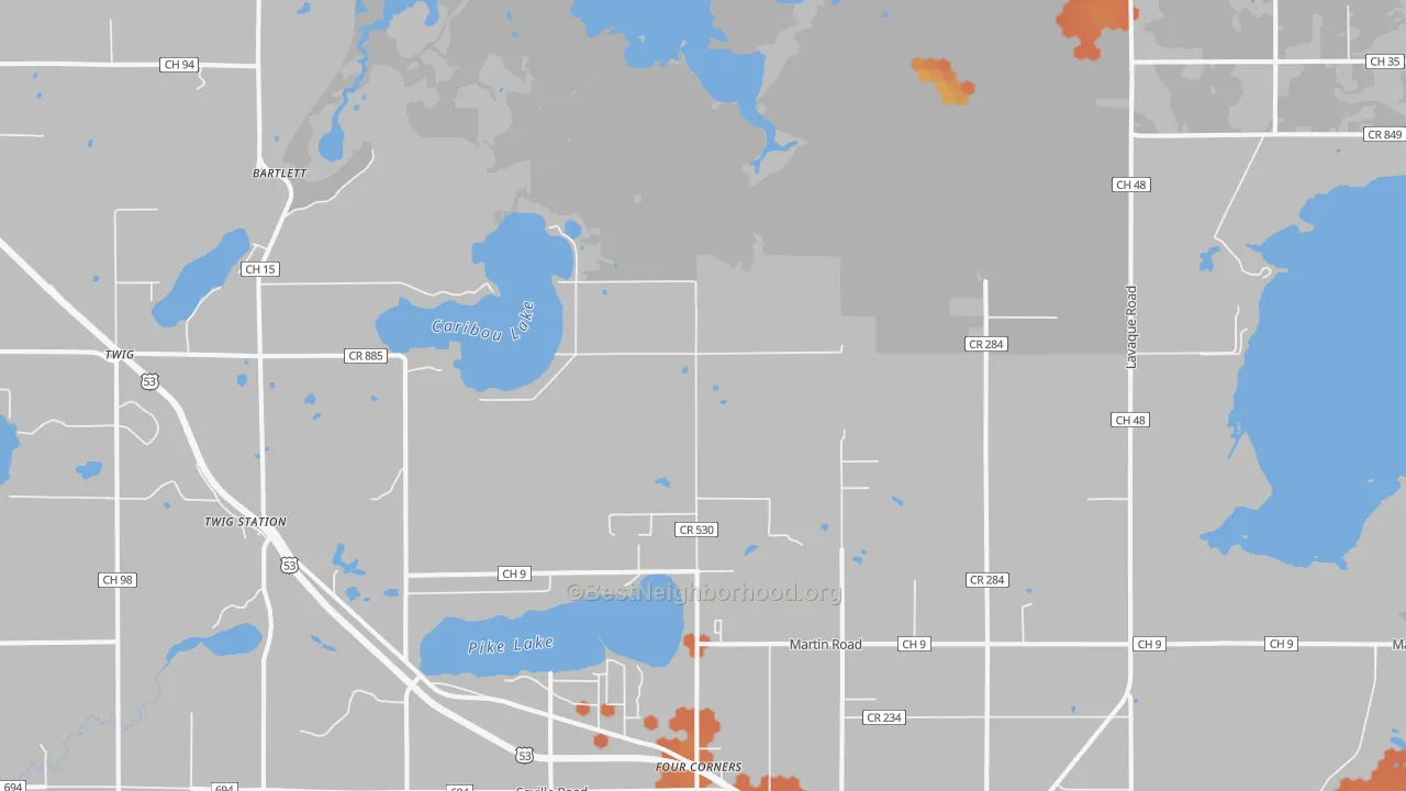 Bike Grade map of Four Corners, MN