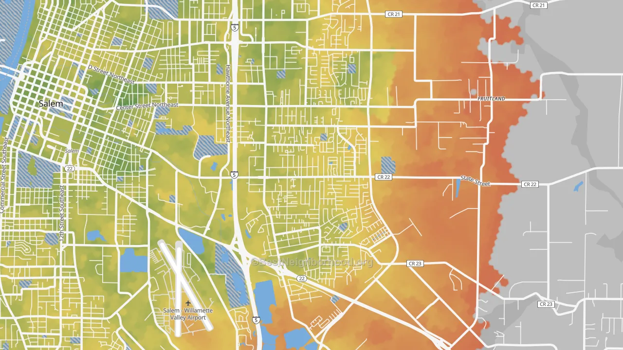 Bike Grade map of Four Corners, OR