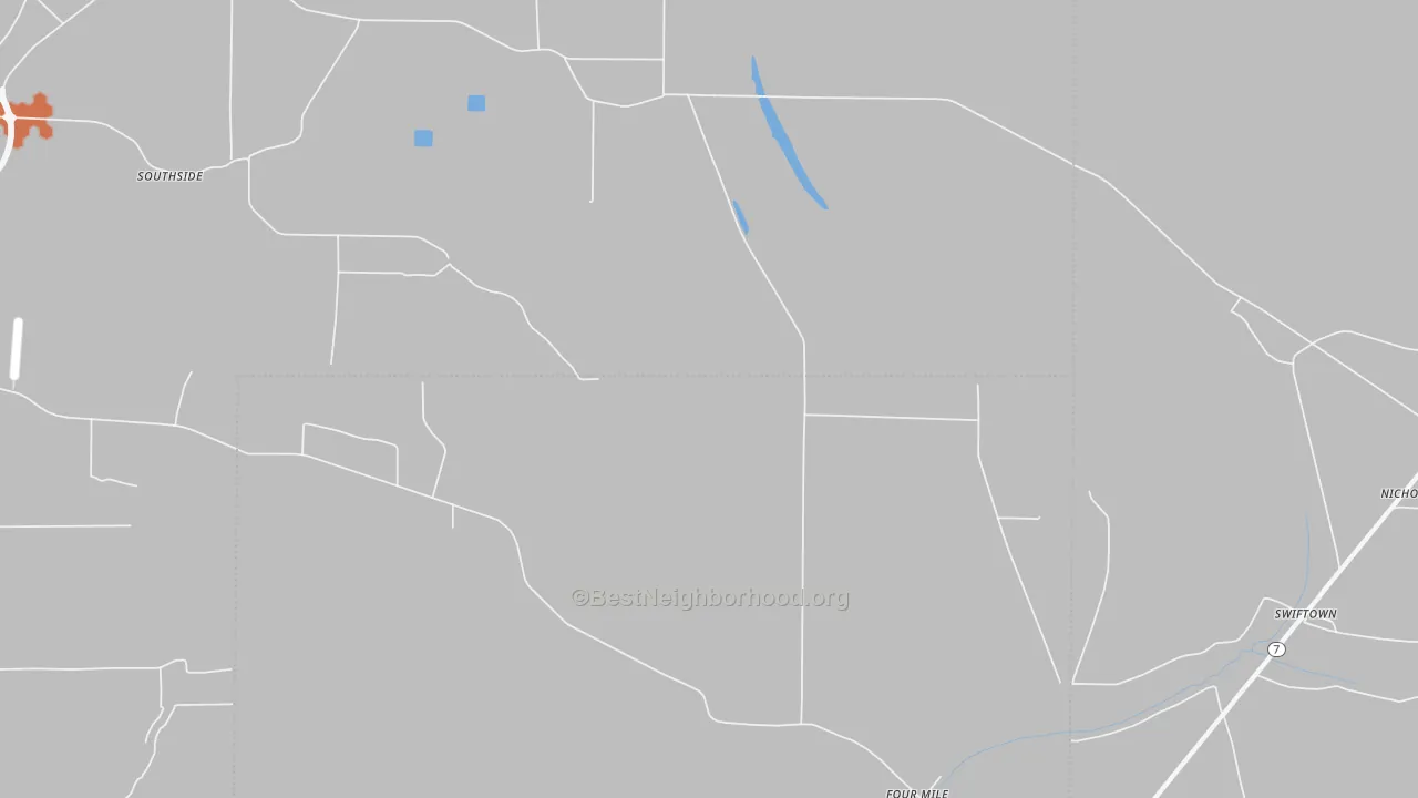 Bike Grade map of Four Mile, MS
