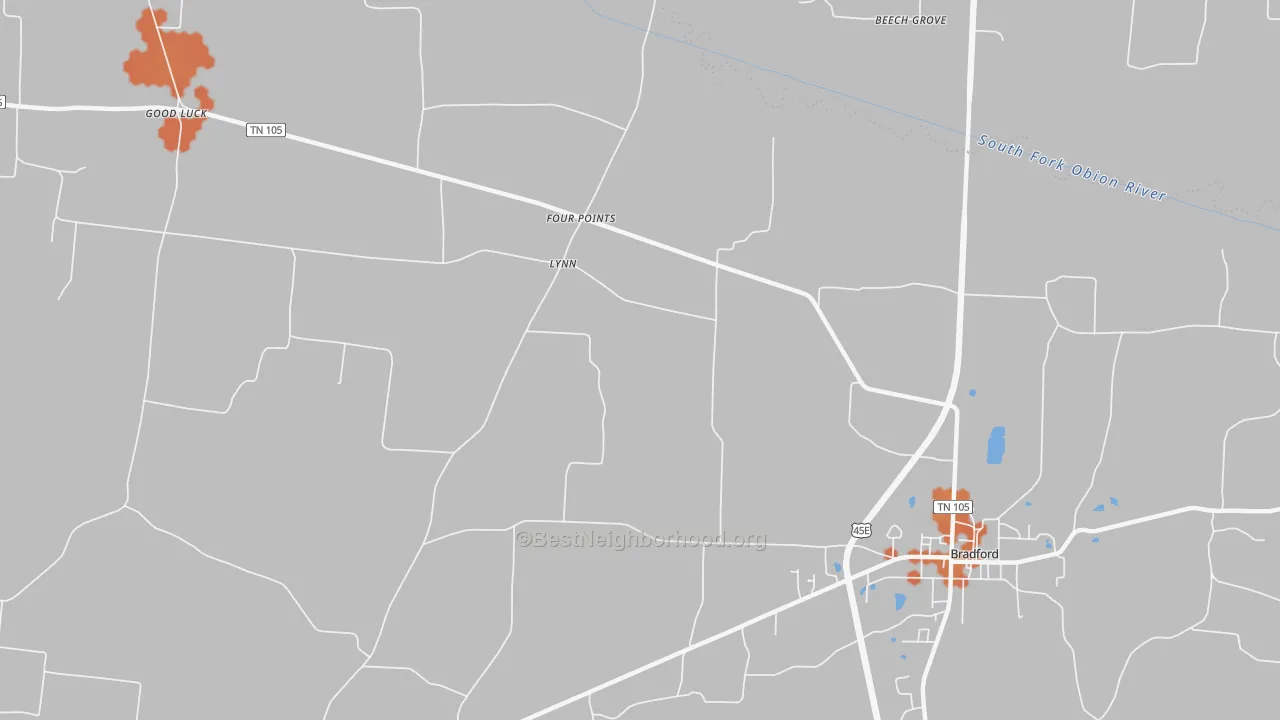 Bike Grade map of Four Point, TN