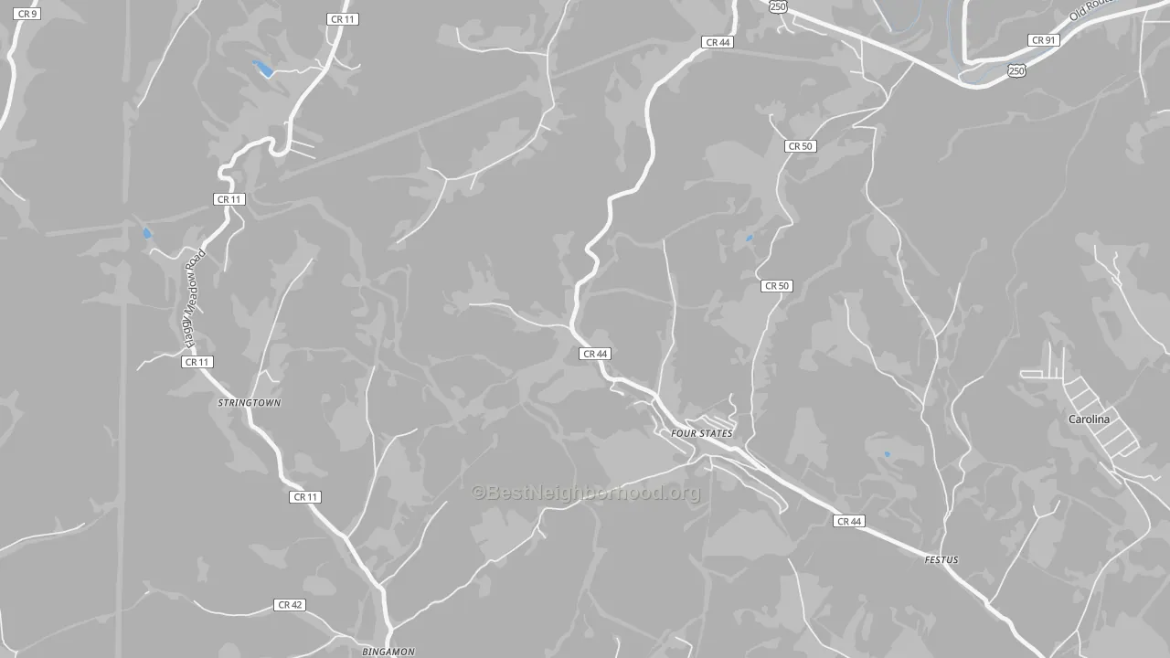 Bike Grade map of Four States, WV