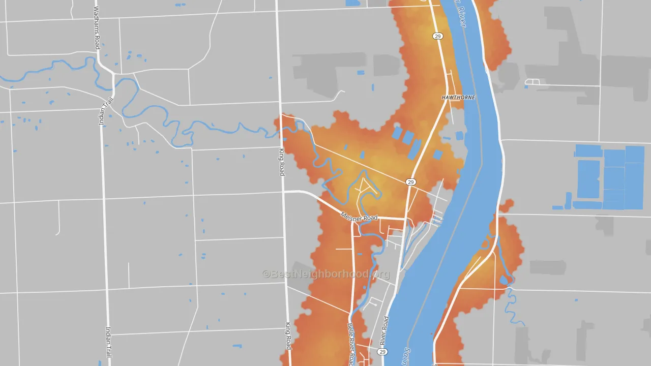 Bike Grade map of Four Towns, MI